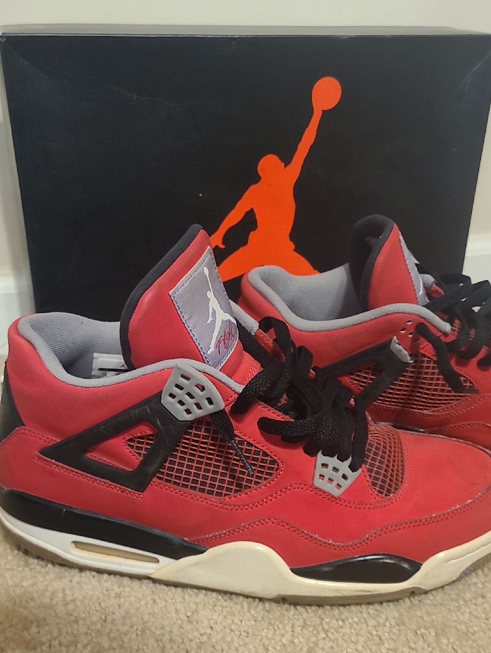 Jordan Mens Red and Black Retro Sneakers